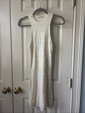 Abercrombie & Fitch Cream Sleeveless Knit Midi Dress